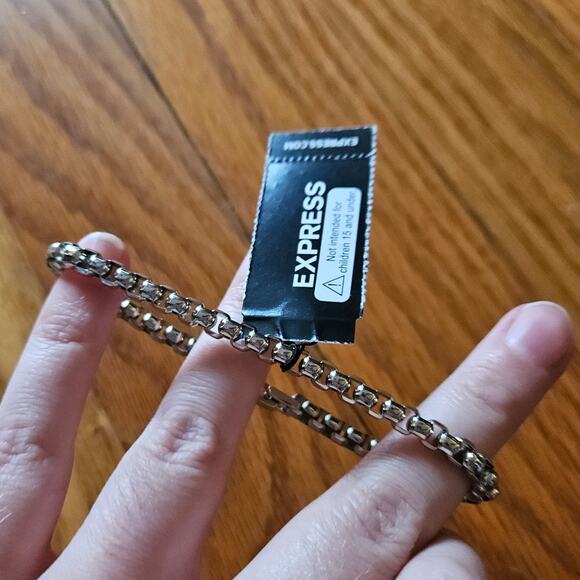 Express Edgy Contemporary Modern Silver-Tone Rolo Chain Link Bracelet - Picture 7 of 7